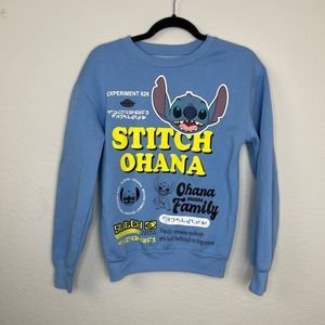 Disney Juniors Stitch Graphic Print Sweatshirt Ohana‎ Means Family XS Tag-less